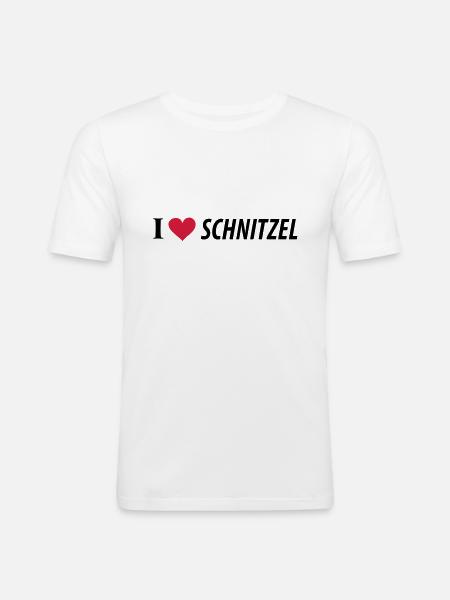J'aime Schnitzel - T-shirt près du corps Homme - blanc