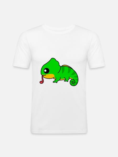 Chameleon Comic Animal - Men's Slim Fit T-Shirt - white