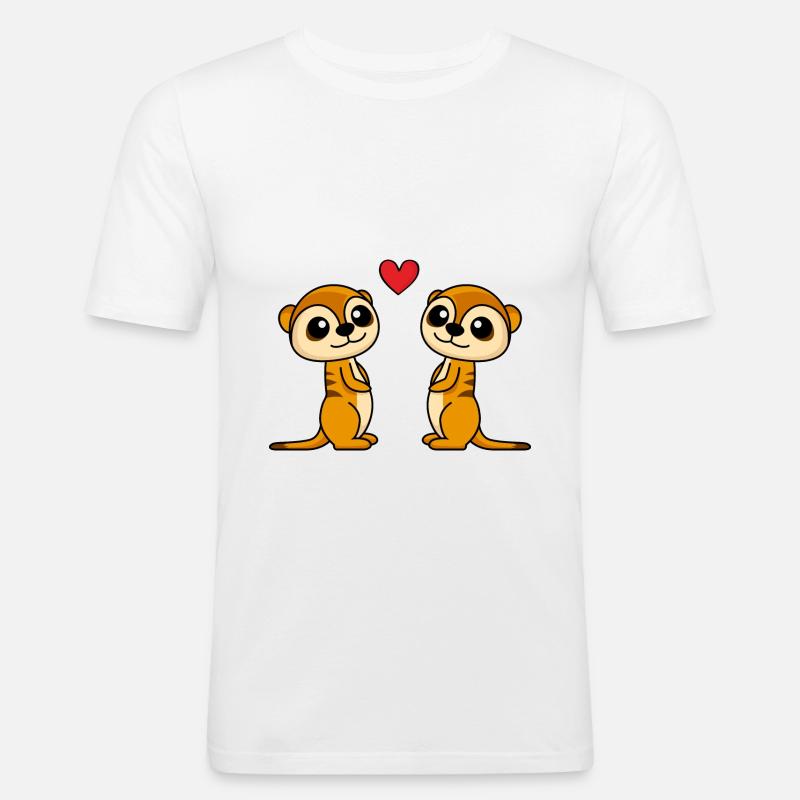 Erdmännchen Comic Paar liebe - Männer Slim Fit T-Shirt - Weiß