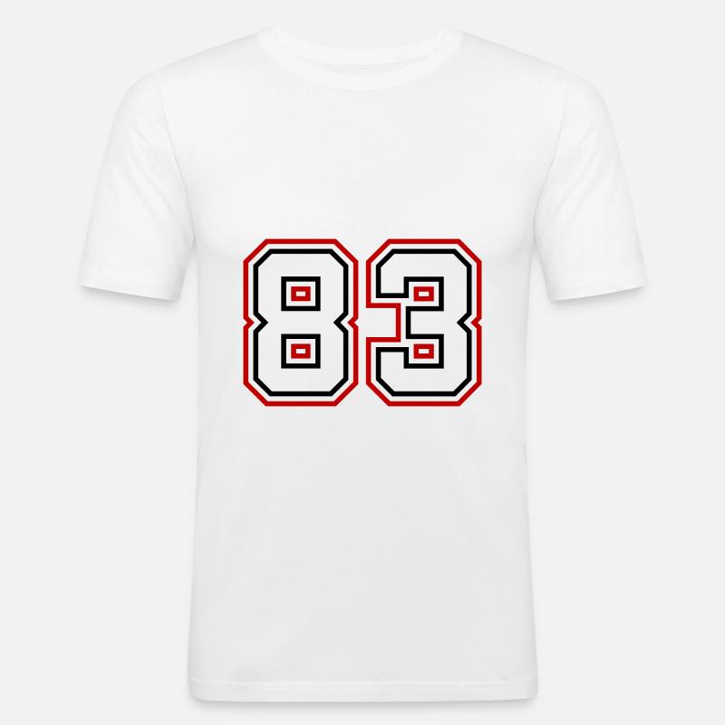 83 Numéro de numéro - T-shirt près du corps Homme - blanc