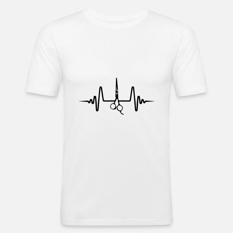 Schere Barber Puls - Männer Slim Fit T-Shirt - Weiß