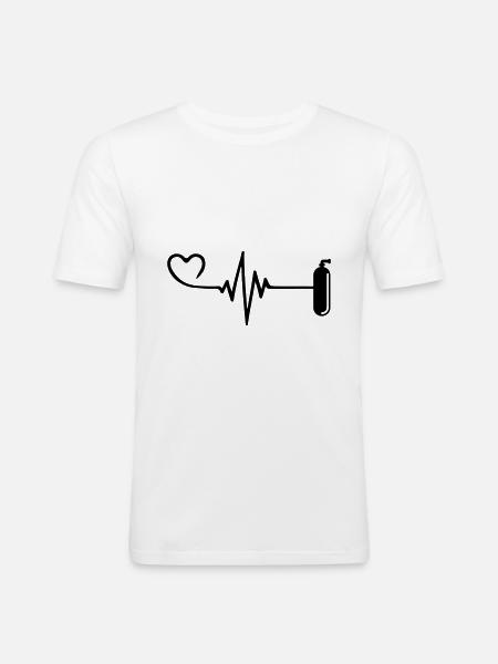 Oxygen Diving Pulse Heart - Men's Slim Fit T-Shirt - white