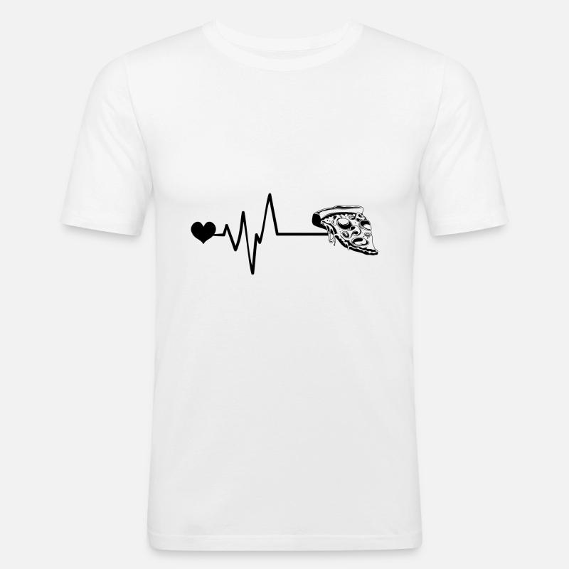 Pizza Puls Herz Liebe - Männer Slim Fit T-Shirt - Weiß