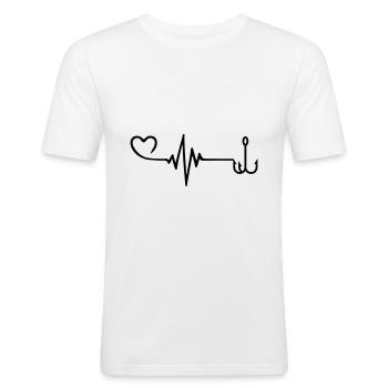 Fish hook pulse - Men's Slim Fit T-Shirt - white - Front - Nik (191cm)
