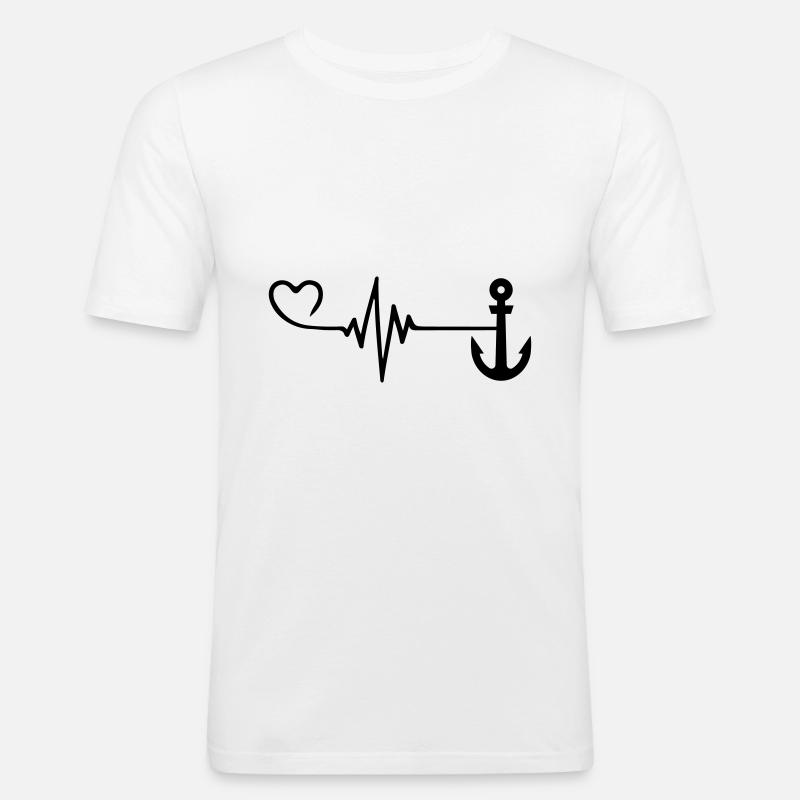 Anker Puls Herz - Männer Slim Fit T-Shirt - Weiß