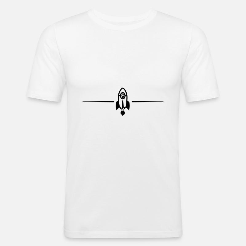 Rakete Linie - Männer Slim Fit T-Shirt - Weiß