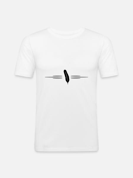 Feder Linie - Männer Slim Fit T-Shirt - Weiß