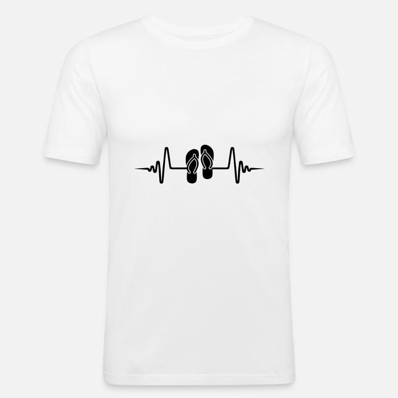 Badelatschen Puls - Männer Slim Fit T-Shirt - Weiß