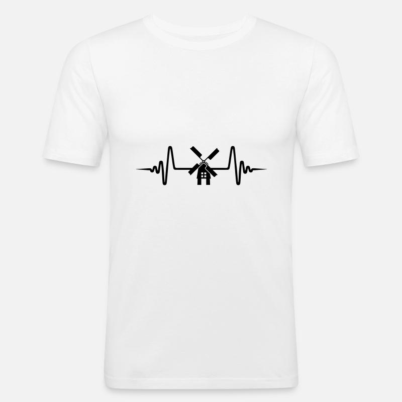 Windmühle Puls Silhouette - Männer Slim Fit T-Shirt - Weiß
