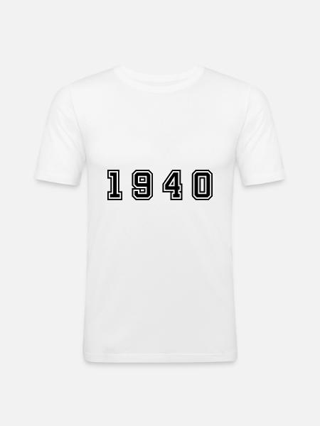 1940 numéro d'année - T-shirt près du corps Homme - blanc