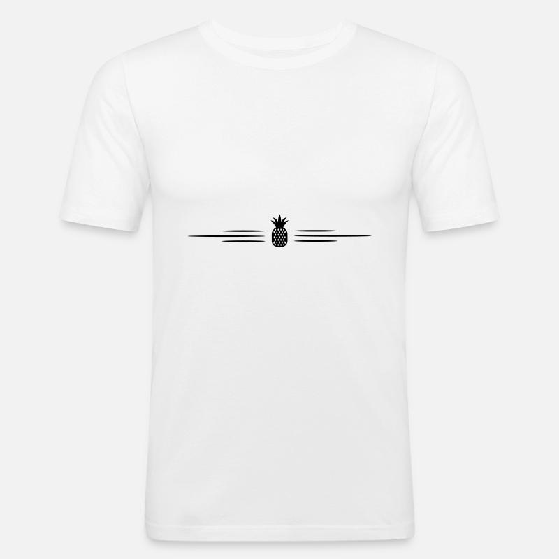 ananas linie - Männer Slim Fit T-Shirt - Weiß
