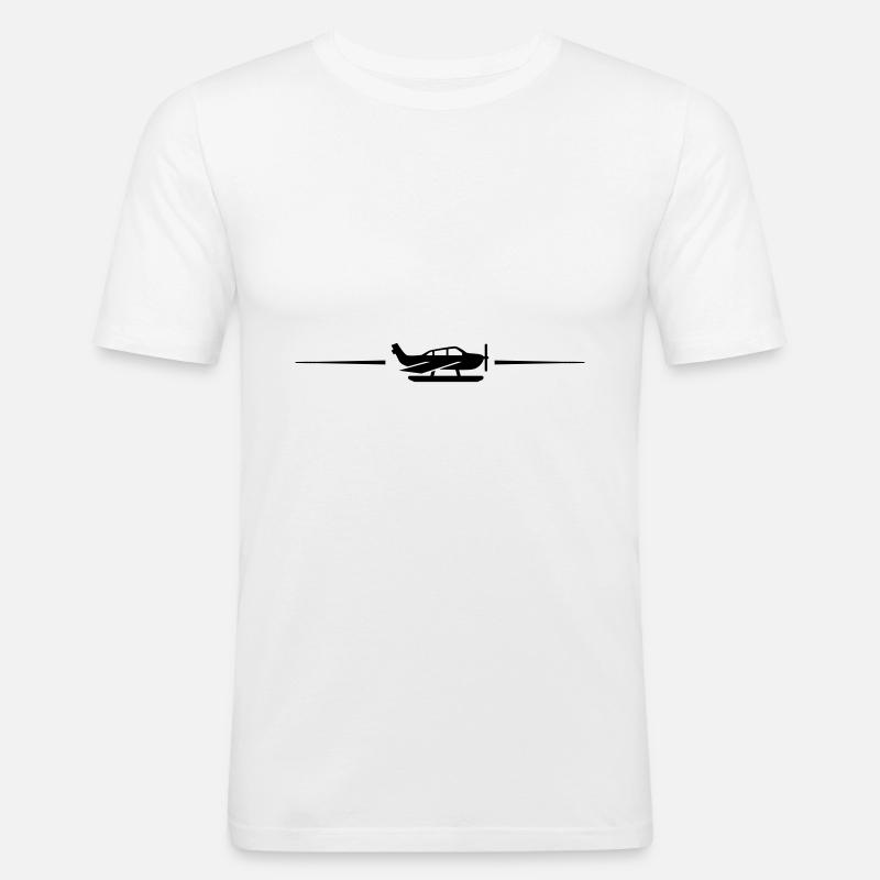 Flugzeug Linie - Männer Slim Fit T-Shirt - Weiß