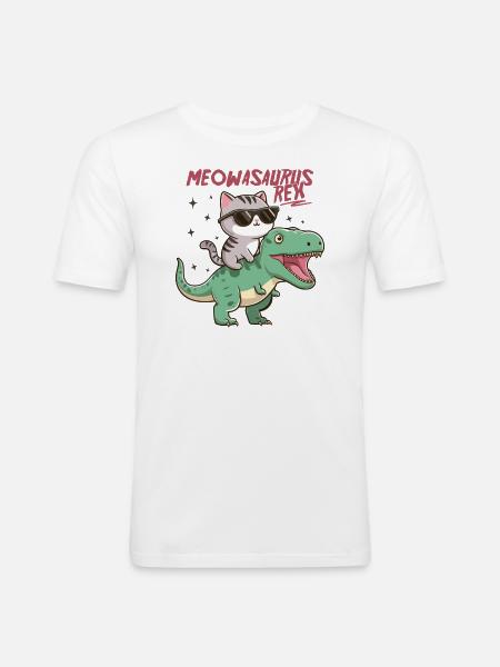 Cool kattunge på T-Rex Funny Dinosaur Trend - Slim Fit T-shirt herr - vit