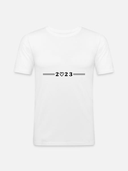 2023 year heart - Men's Slim Fit T-Shirt - white