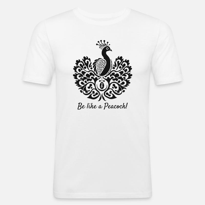 Sei wie ein Pfau - Männer Slim Fit T-Shirt - Weiß