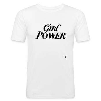 Encore du Girl Power - T-shirt près du corps Homme - blanc - Devant - Nik (191cm)
