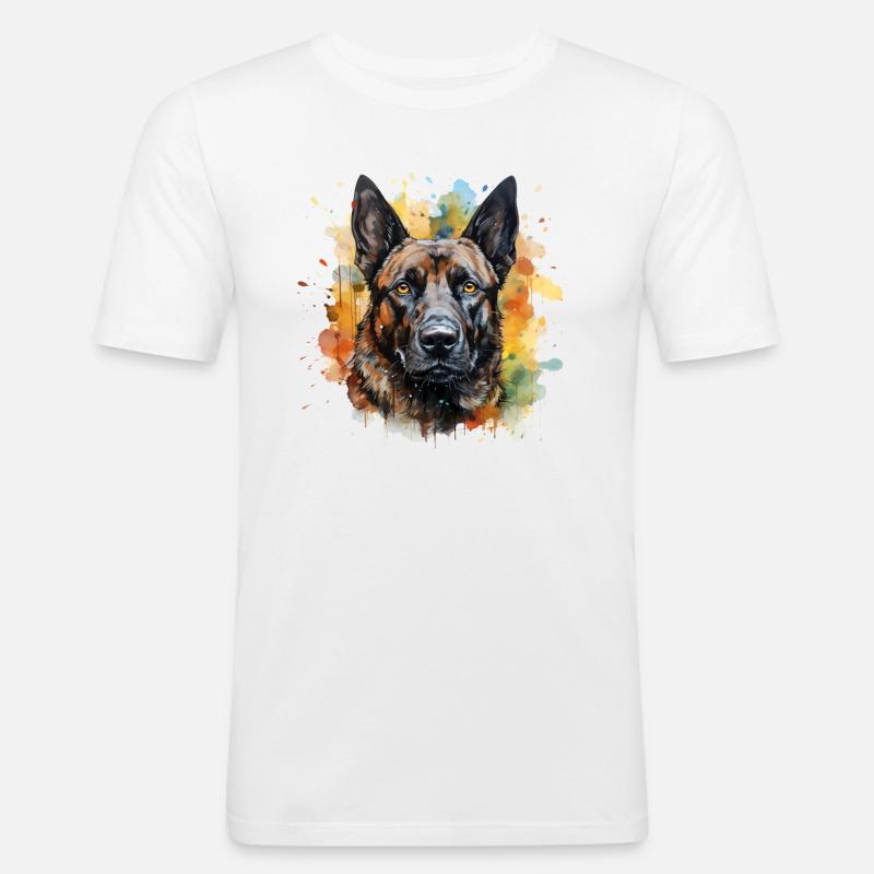 Malinois - Männer Slim Fit T-Shirt - Weiß
