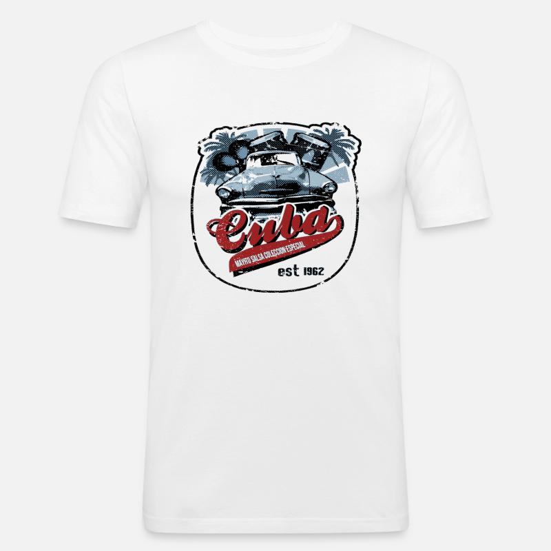 cubasoloblau - Männer Slim Fit T-Shirt - Weiß