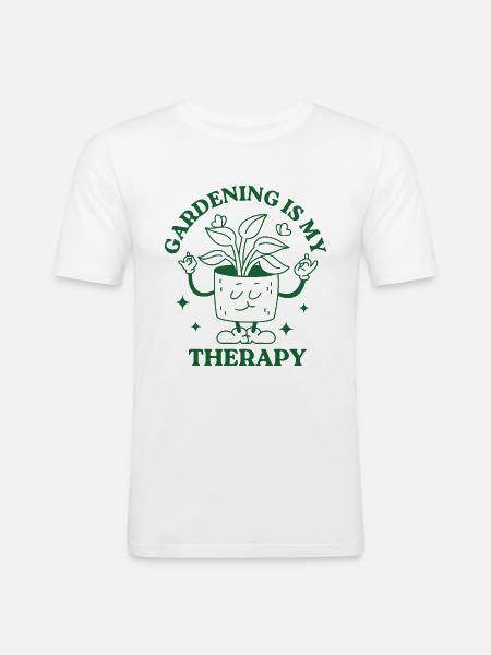 Trädgårdsarbete är min terapi - Slim Fit T-shirt herr - vit
