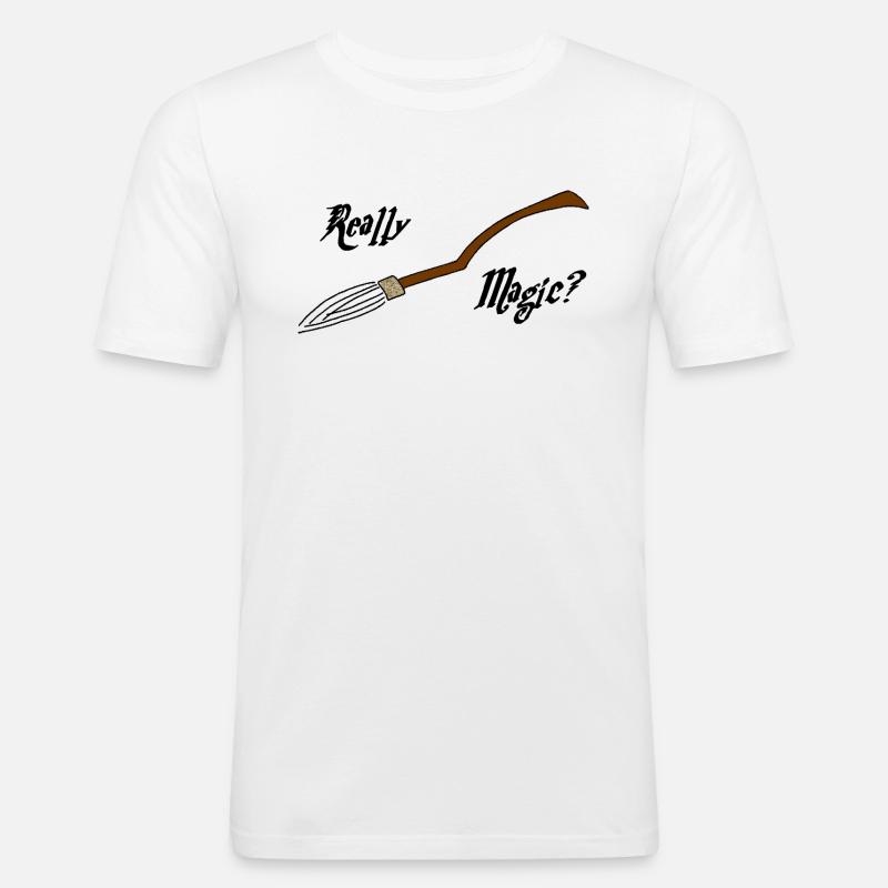Magische Besen oder nicht? - Männer Slim Fit T-Shirt - Weiß