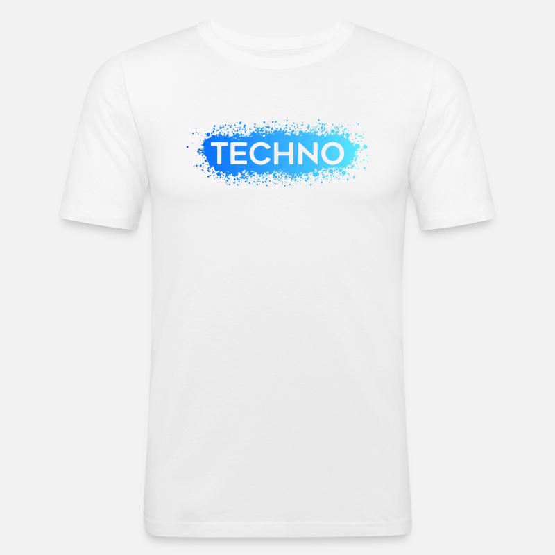 Techno Techno Blue Splat - Männer Slim Fit T-Shirt - Weiß