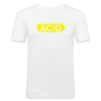 Acid Splat Techno Trance House Jazz 303 - Männer Slim Fit T-Shirt - Weiß - Vorne - Nik (191cm)