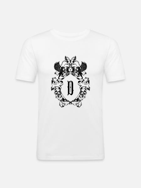 D Buchstabe Wappen - Männer Slim Fit T-Shirt - Weiß