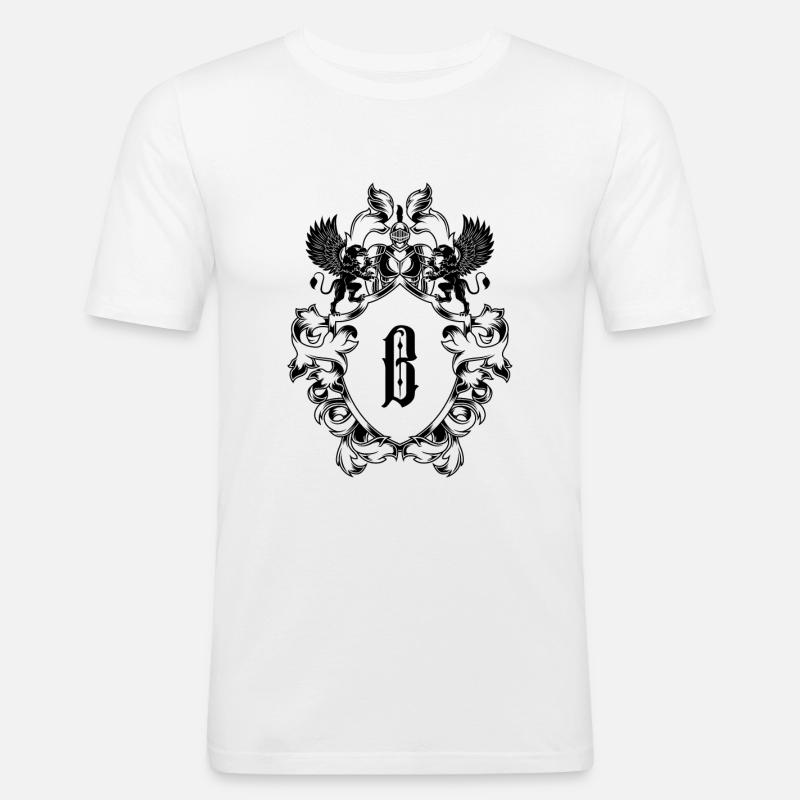 B Buchstabe Wappen - Männer Slim Fit T-Shirt - Weiß