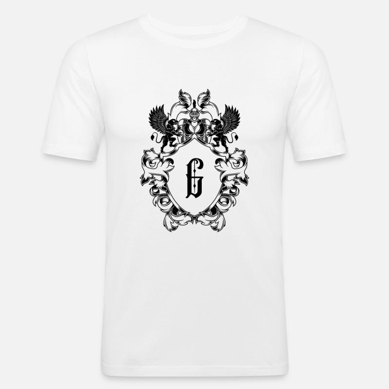G Buchstabe Wappen - Männer Slim Fit T-Shirt - Weiß