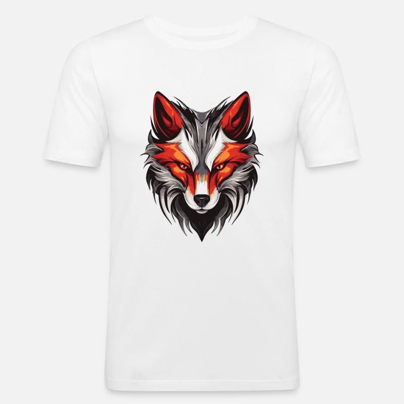 Fuchs Portrait - Männer Slim Fit T-Shirt - Weiß