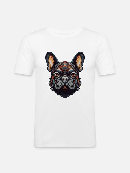 French Bulldog Dog Portrait - Men's Slim Fit T-Shirt - white