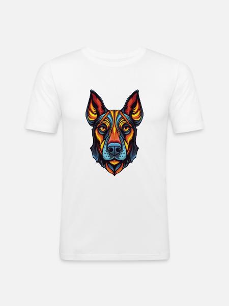 Doberman Dog Portrait - Men's Slim Fit T-Shirt - white