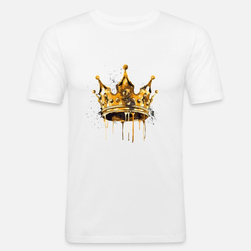 Krone Element King Symbol - Männer Slim Fit T-Shirt - Weiß