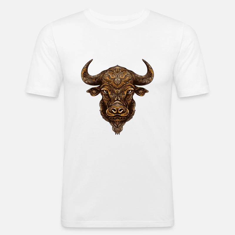 Bulle Kopf Tier Taurus - Männer Slim Fit T-Shirt - Weiß