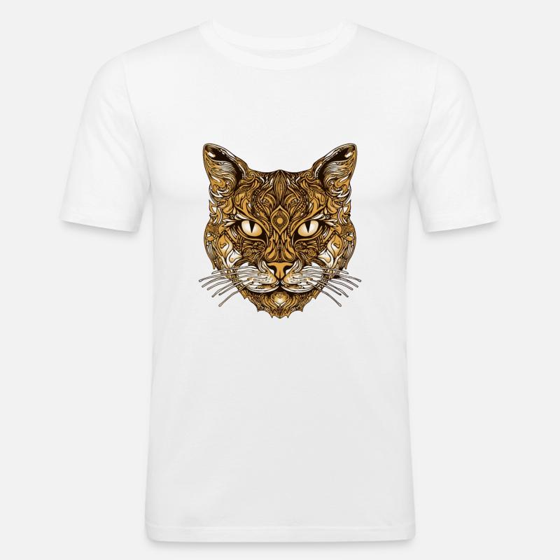 Katze Kopf Tier - Männer Slim Fit T-Shirt - Weiß