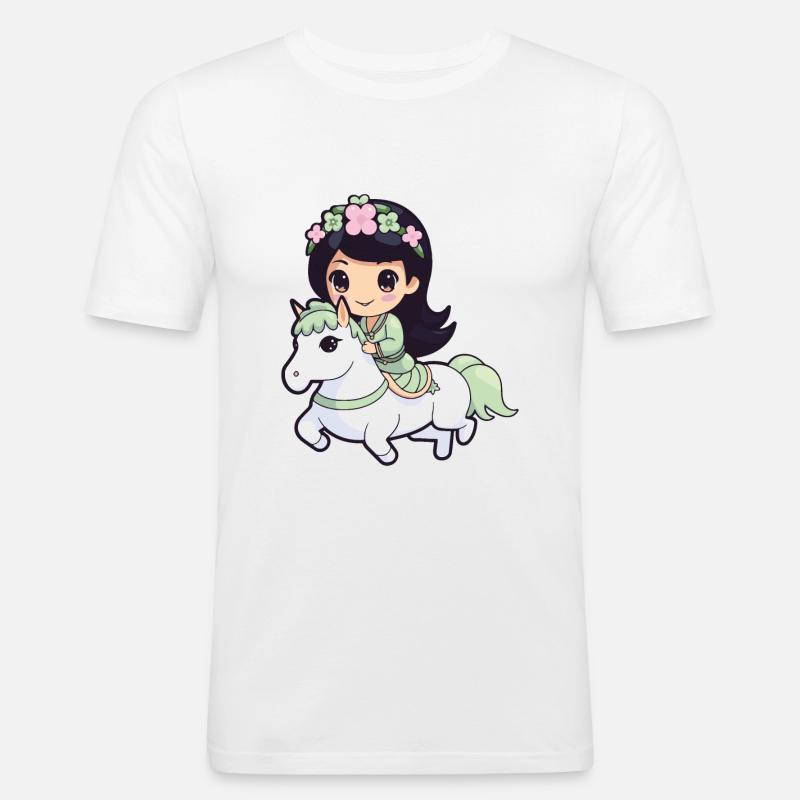 Prinzessin Pferd Comic - Männer Slim Fit T-Shirt - Weiß