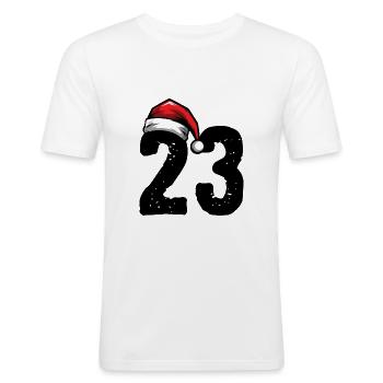 23 Number Christmas - Men's Slim Fit T-Shirt - white - Front - Nik (191cm)