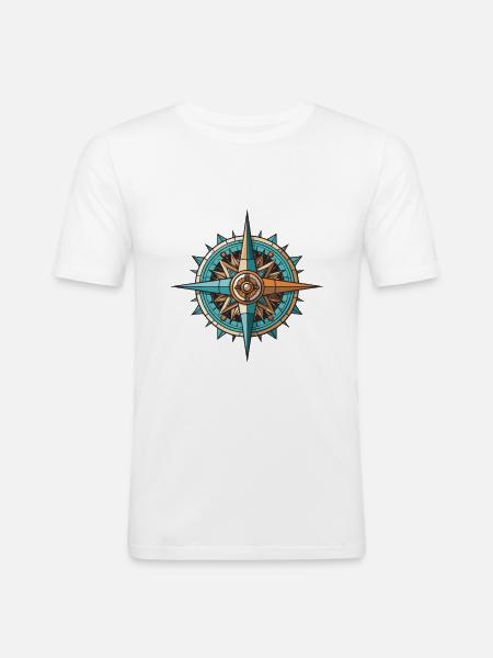 Compass Symbol Signpost Travel - Men's Slim Fit T-Shirt - white
