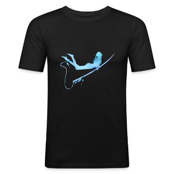 Plongée de canard - T-shirt près du corps Homme - noir - Devant - Nik (191cm)