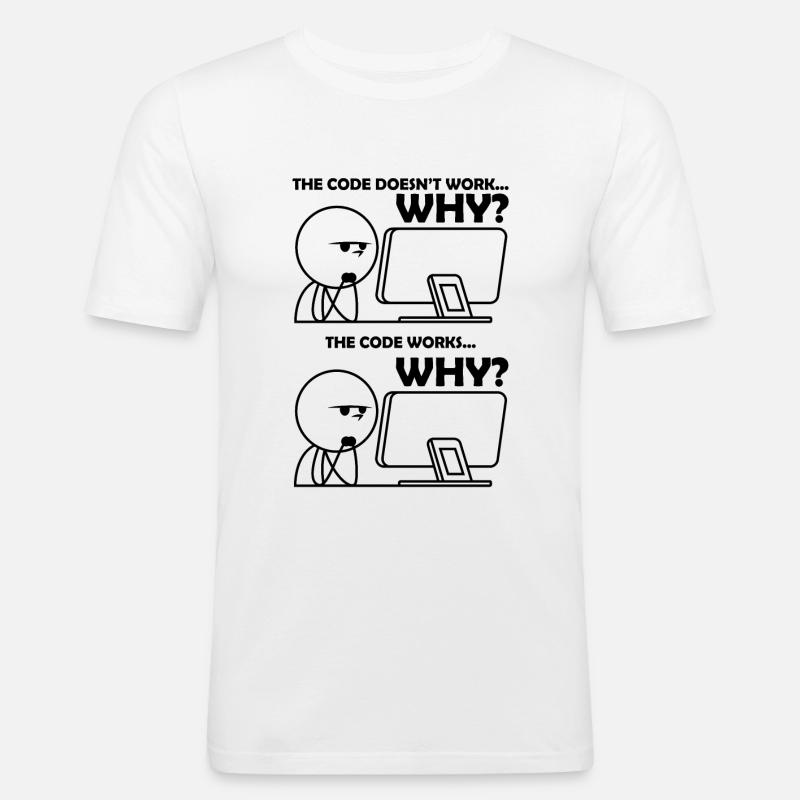 Programmation Code Drôle - T-shirt près du corps Homme - blanc