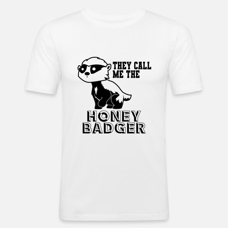 Honigdachs - Männer Slim Fit T-Shirt - Weiß