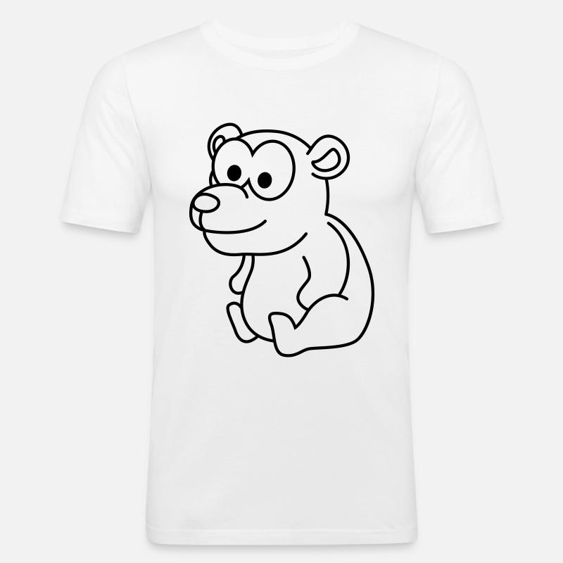 Bär Comic - Männer Slim Fit T-Shirt - Weiß