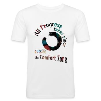 all progress enso dark Kopie - Männer Slim Fit T-Shirt - Weiß - Vorne - Nik (191cm)