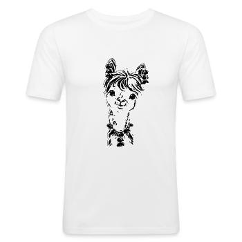 alpaca - Men's Slim Fit T-Shirt - white - Front - Nik (191cm)