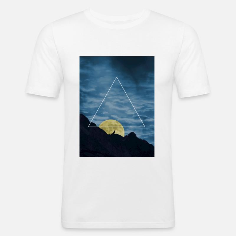 wolf-triangle - Männer Slim Fit T-Shirt - Weiß
