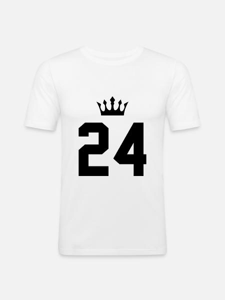 24 Zahl Krone - Männer Slim Fit T-Shirt - Weiß
