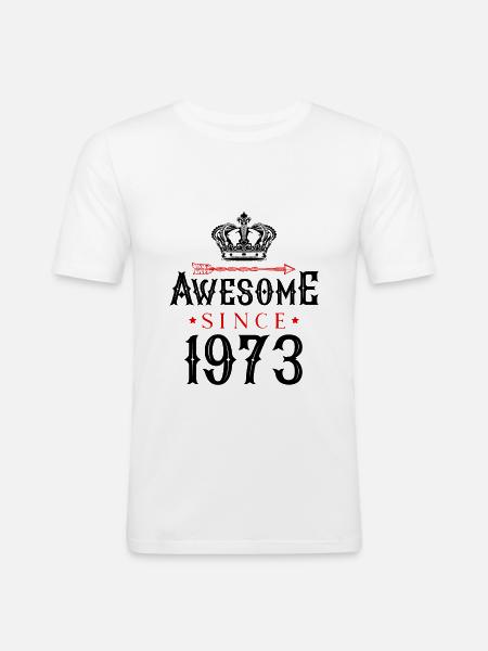 1973 awesome since - Men's Slim Fit T-Shirt - white
