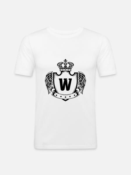 W Buchstabe Wappen - Männer Slim Fit T-Shirt - Weiß