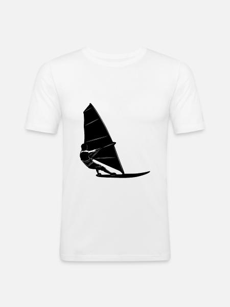 Windsurfen Silhouette - Männer Slim Fit T-Shirt - Weiß