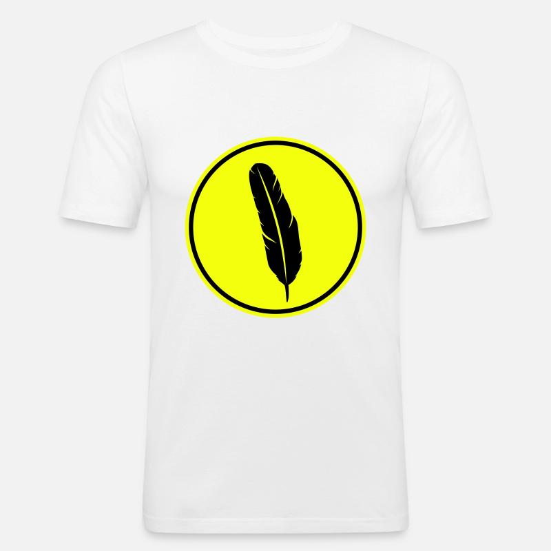 Feder Symbol - Männer Slim Fit T-Shirt - Weiß